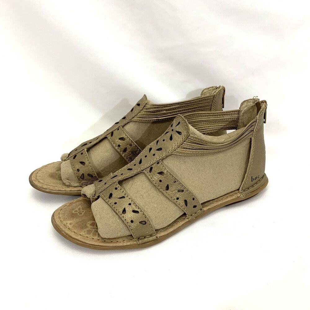 BOC Born Concept Golden Brown Strap w/Zip Up Back Gladiator Sandals Womens 7M